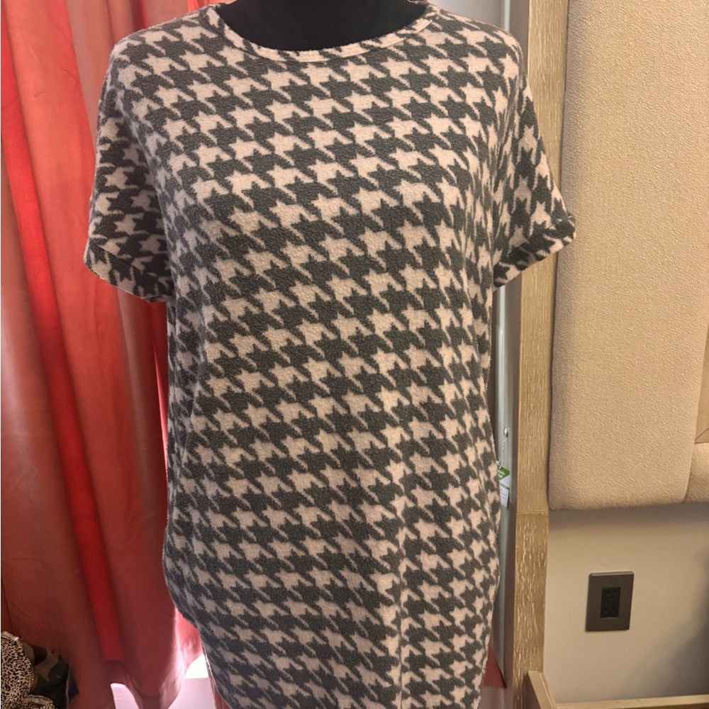 Gray and White Houndstooth Dress